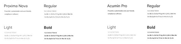 A sample of Acumin Pro and Proxima Nova Typefaces